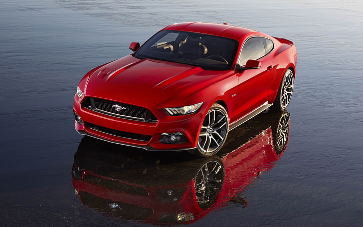 2015 Ford Mustang GT Car HD Wallpaper 08, red Ford Mustang coupe, HD wallpaper