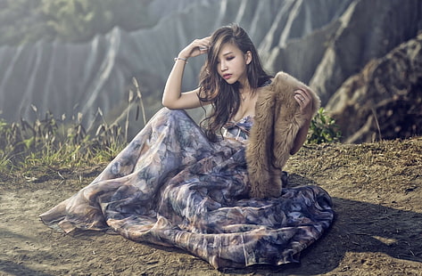 платье, мода, азиатка, женщины, модель, HD обои HD wallpaper