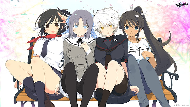 Senran Kagura duvar kağıdı, anime kızlar, anime, Senran Kagura, Homura (Senran Kagura), Asuka (Senran Kagura), Yumi (Senran Kagura), Miyabi (Senran Kagura), HD masaüstü duvar kağıdı