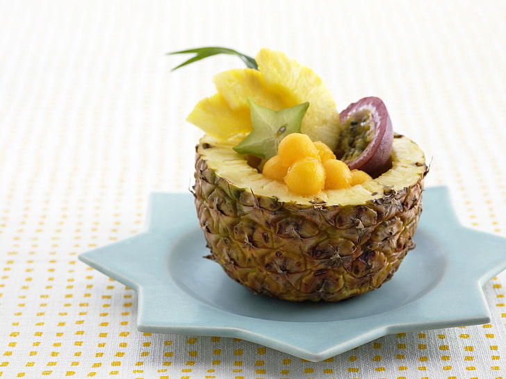 fruit salad, pineapple, fruit, salad, assorted, HD wallpaper