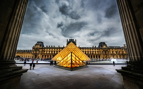 Louvre Louvre Pyramid Buildings Paris HD, อาคาร, สถาปัตยกรรม, ปารีส, พีระมิด, พิพิธภัณฑ์ลูฟร์, วอลล์เปเปอร์ HD HD wallpaper