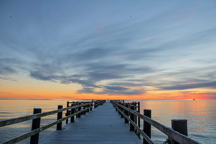 landscape photo of wooden dock with sunset as a background, Dock, sunset, landscape, photo, wooden, background, cloud, hav, himmel, moln, sea, sun, vatten, vinter, water, winter, exif, model, canon eos, 760d, geo, country, camera, iso_speed, focal_length, mm, aperture, ƒ / 5, geo:location, lens, ef, s18, f/3.5, state, city, canon, nature, pier, beach, outdoors, wood - Material, jetty, summer, sky, dusk, coastline, HD wallpaper