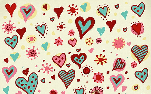 Small Hearts, hearts, small, cute, love, 3d and abstract, HD wallpaper HD wallpaper