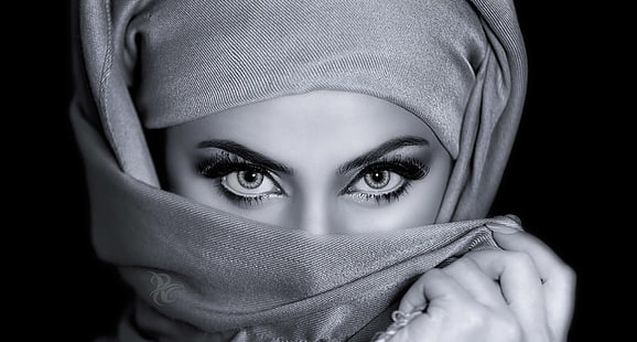 женщины, монохромные, мусульманки, HD обои HD wallpaper