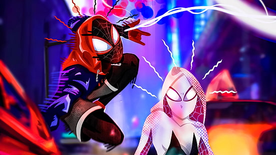 Film, Spider-Man: Into The Spider-Verse, Gwen Stacy, Marvel Comics, Miles Morales, Spider-Man, HD tapet HD wallpaper