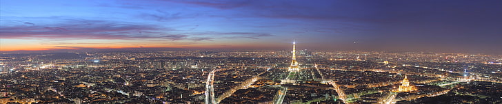 Torre Eiffel, cidade, Paris, tela tripla, HD papel de parede