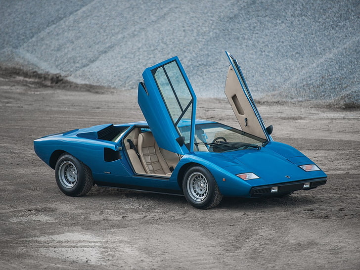 Lamborghini Countach, classic car, blue cars, HD wallpaper