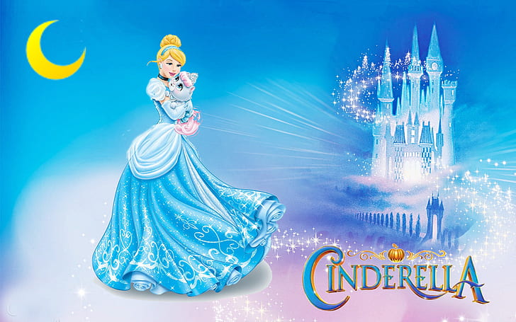 La Principessa Cenerentola adorabile cartone animato da favola Walt Disney Nuovo Desktop HD Wallpaper per telefoni cellulari Tablet e PC 1920 × 1200, Sfondo HD