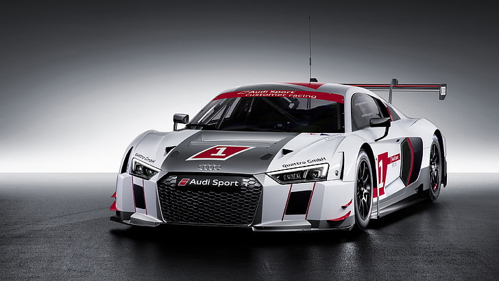white and black coupe, Audi R8  LMS, HD wallpaper