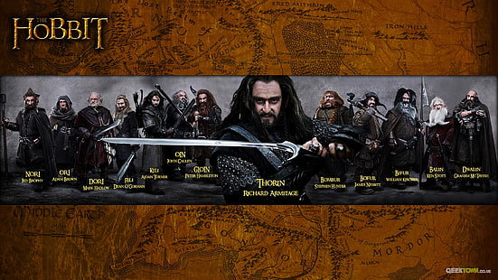 The Hobbit filmaffisch, The Hobbit: An Onexpected Journey, filmer, collage, Thorin Oakenshield, dvärgar, HD tapet HD wallpaper