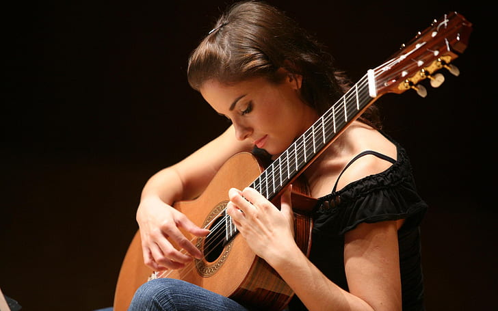 Vackra Ana Vidovic, gitarr, spela, ung, HD tapet