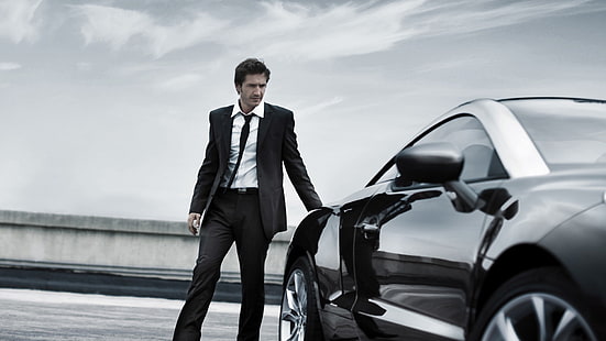 veste de costume noir pour homme, homme, smoking, voiture, style, Fond d'écran HD HD wallpaper