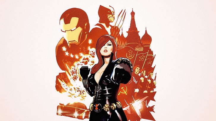 Marvel Comics, Black Widow, Iron Man, Wolverine, USSR, HD tapet