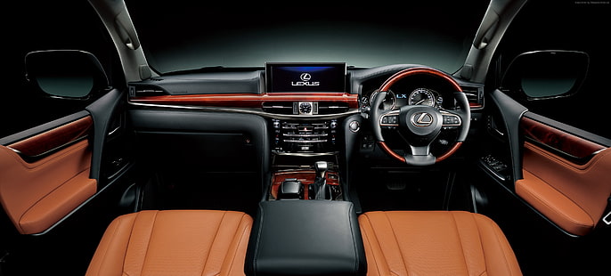 Lexus, nero, interno, Lexus LX 570, test, Sfondo HD HD wallpaper