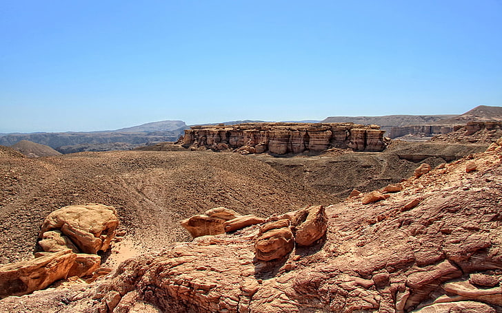 formation rocheuse brune, Sinaï, Égypte, montagnes, désert, sable, cailloux, canyons, Fond d'écran HD