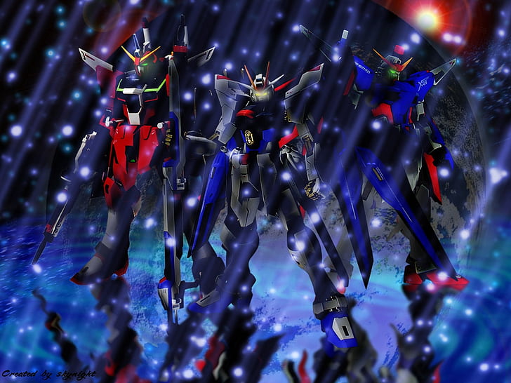 anime destiny Trio Ace Gundam Anime Gundam Seed HD Art , anime, mecha, dom, gundam, destiny, infinite justice, HD wallpaper