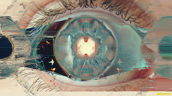 arte glitch, ojos, abstracto, cyberpunk, LSD, Fondo de pantalla HD HD wallpaper