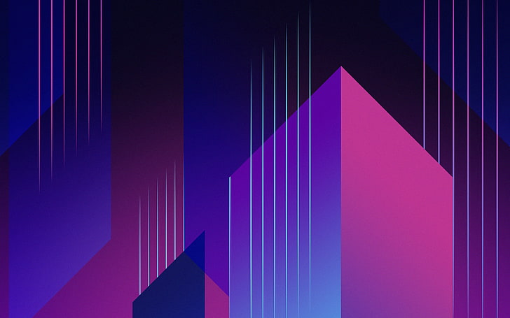 紫とピンクの抽象的なイラスト、抽象的な線、 HDデスクトップの壁紙
