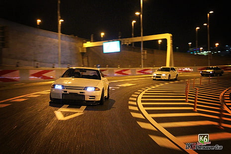 суперкар, JDM, дорога, Nissan Silvia, ночь, уличный фонарь, HD обои HD wallpaper