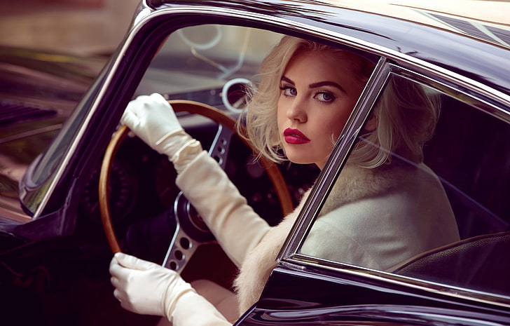 weißes langärmeliges frauenhemd, kayslee collins, model, blond, auto, HD-Hintergrundbild