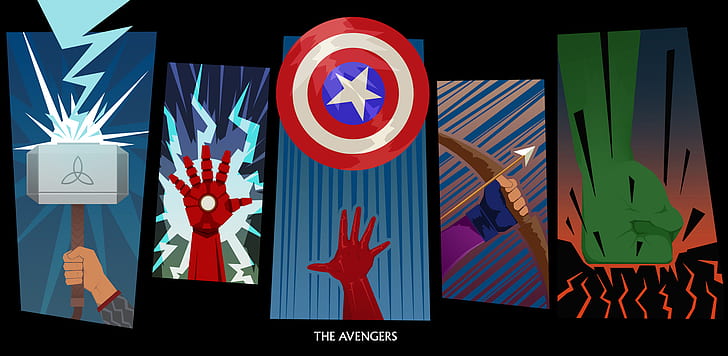 Хълк, Железният човек, Капитан Америка, Тор, Отмъстителите, Хоуки, HD тапет