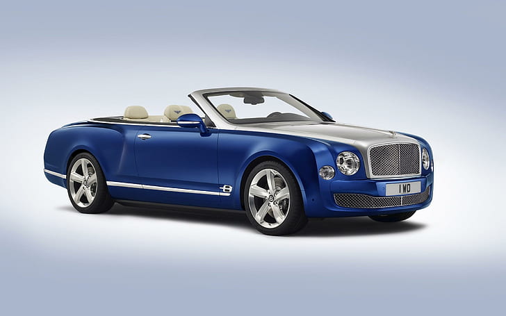2014 Bentley Grand Üstü açık, mavi ve gümüş üstü açık araba, üstü açık araba, büyük, bentley, 2014, araba, HD masaüstü duvar kağıdı