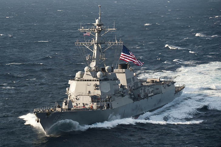 Marinha dos EUA, DDG-85, destróier, navio de guerra, classe Arleigh Burke, USS McCampbell, HD papel de parede