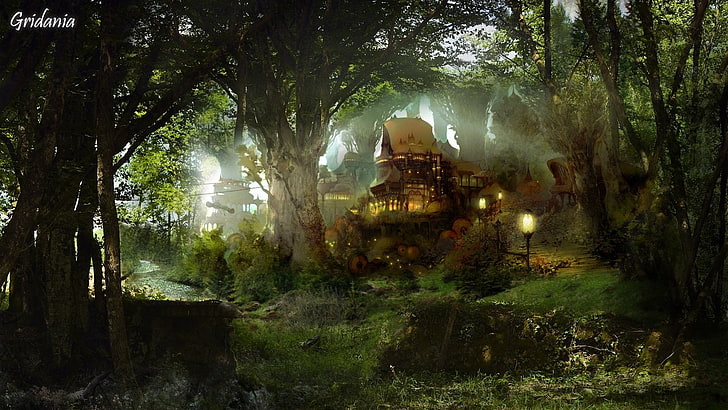 Künstlerisch, Haus, Landhaus, Fantasie, Wald, HD-Hintergrundbild