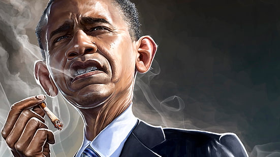 Ünlü, Barack Obama, Amerikan, Karikatür, Sigara, HD masaüstü duvar kağıdı HD wallpaper