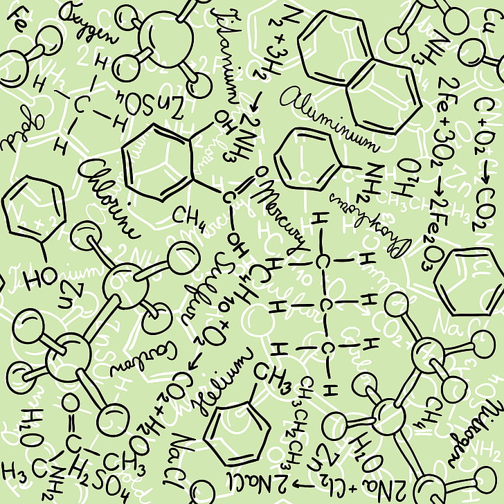 ilustrasi ikatan kimia aneka warna, Kimia, Formula, Sains, Wallpaper HD