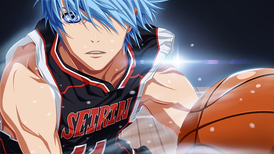 アニメ、黒子のバスケ、バスケットボール、青い目、青い髪、 HDデスクトップの壁紙 HD wallpaper