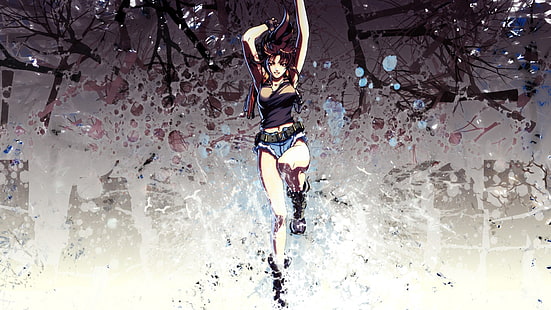 personnage féminin portant illustration robe noire, Black Lagoon, Revy, anime, Fond d'écran HD HD wallpaper