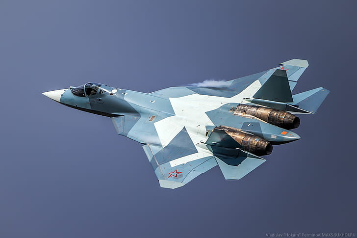 PAK FA Sukhoi, Angkatan Udara Rusia, pesawat terbang, pesawat militer, kendaraan, militer, Wallpaper HD