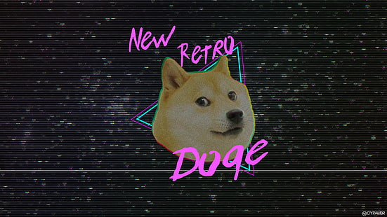 Ретро стил, дож, Нова ретро вълна, животни, Шиба Ину, куче, VHS, HD тапет HD wallpaper