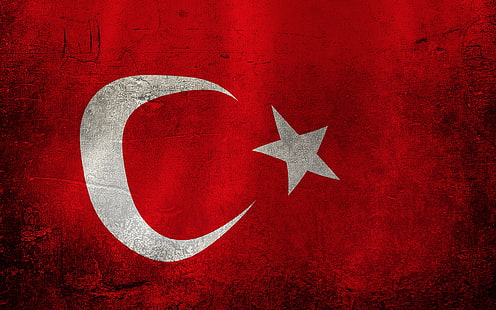 Turkey Flag, background, red, moon, star, HD wallpaper HD wallpaper