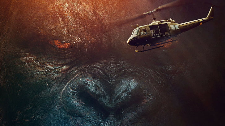 King Kong movie wallpaper, Kong: Skull Island, Tom Hiddleston, best movies, HD wallpaper