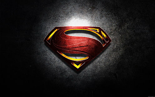 Superman man of steel logo, spider-man logo, superman, movie, logo, marvel, heros, HD wallpaper HD wallpaper
