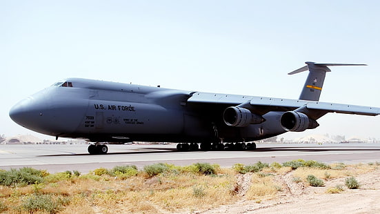 gray U.S. Air Force plane, military aircraft, airplane, jets, Lockheed, Lockheed C-5 Galaxy, aircraft, military, HD wallpaper HD wallpaper
