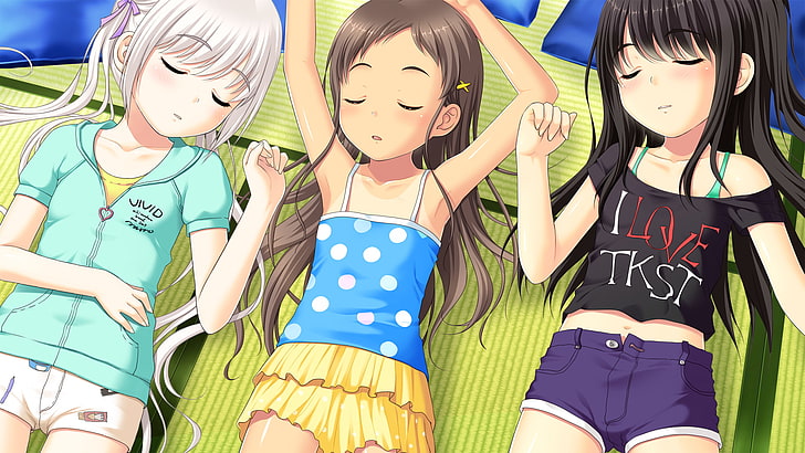 Chie Sayama, Komako Semenovich, loli, sleeping, Shoujo Ramune, HD wallpaper