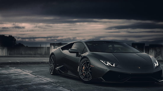 Lamborghini, Lamborghini Huracan, svart bil, bil, sportbil, superbil, HD tapet HD wallpaper