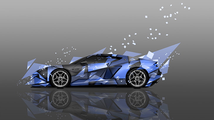 blue sports car, Color, Auto, Design, Blue, Lamborghini, Machine, Style, Wallpaper, Fragments, Art, Abstract, Photoshop, Supercar, Hybrid, Wallpapers, Side, Supercars, Colors, 2014, el Tony Cars, Tony Kokhan, Airbrushing, Aerography, Side View, Asterion, Astérion, HD wallpaper