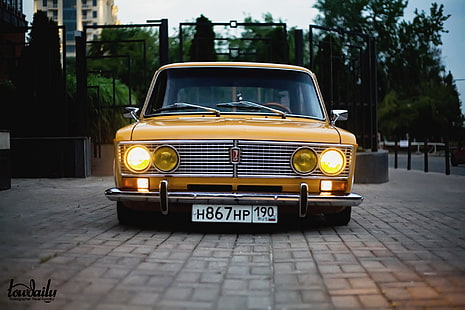 voiture jaune, Lada, VAZ, 2103, basse classique, Fond d'écran HD HD wallpaper