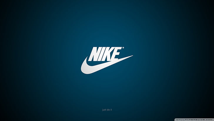 Wallpaper Nike, Nike, logo, biru, latar belakang biru, Wallpaper HD