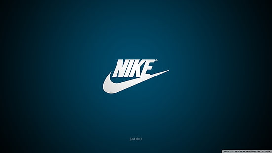 Nike tapet, Nike, logotyp, blå, blå bakgrund, HD tapet HD wallpaper