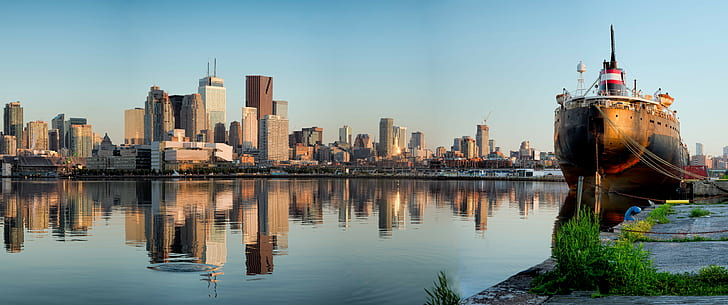 lago, ciudad, Toronto, paisaje urbano, barco, urbano, Fondo de pantalla HD
