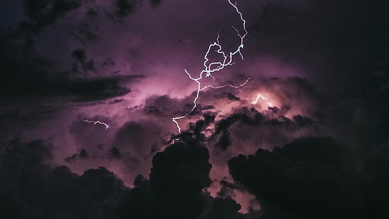 nature, dark, storm, lightning, clouds, HD wallpaper HD wallpaper