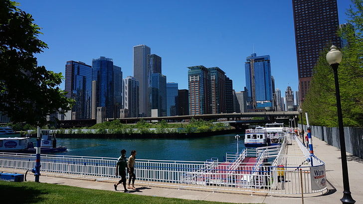 градски сгради, Чикаго, небостъргач, градски пейзаж, САЩ, HD тапет