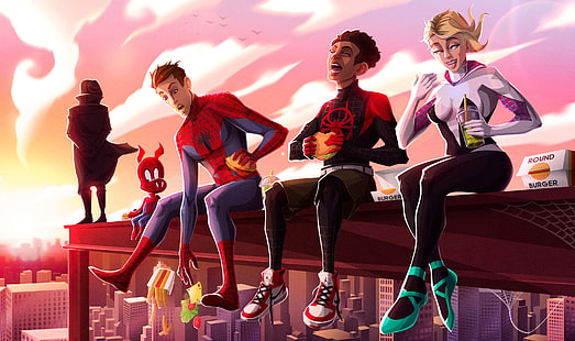 Film, Spider-Man: In den Spinnenvers, Miles Morales, Spider-Gwen, Spider-Man, HD-Hintergrundbild HD wallpaper