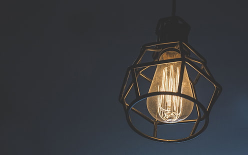 Lampe, Glühlampe, einfacher, grauer Hintergrund, HD-Hintergrundbild HD wallpaper