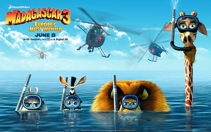 Madagascar 3 2012 Movie, Disney Pizar Madagascar 3 Europe's Most Wanted, Film, 2012, Madagaskar, Filmy, Tapety HD